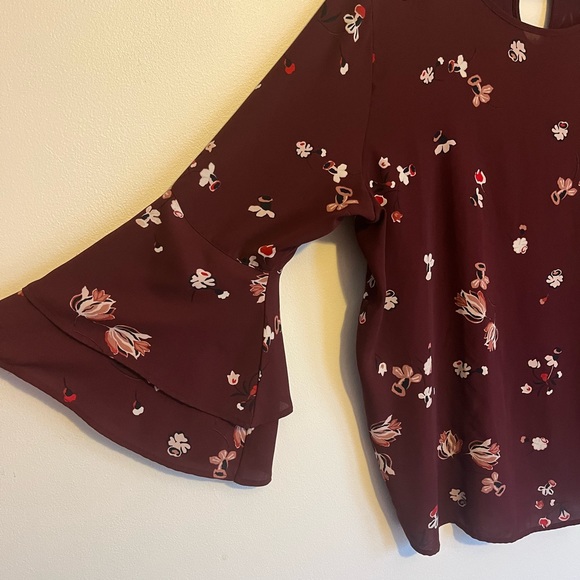 Loft Outlet Maroon Floral Blouse - Picture 3 of 3
